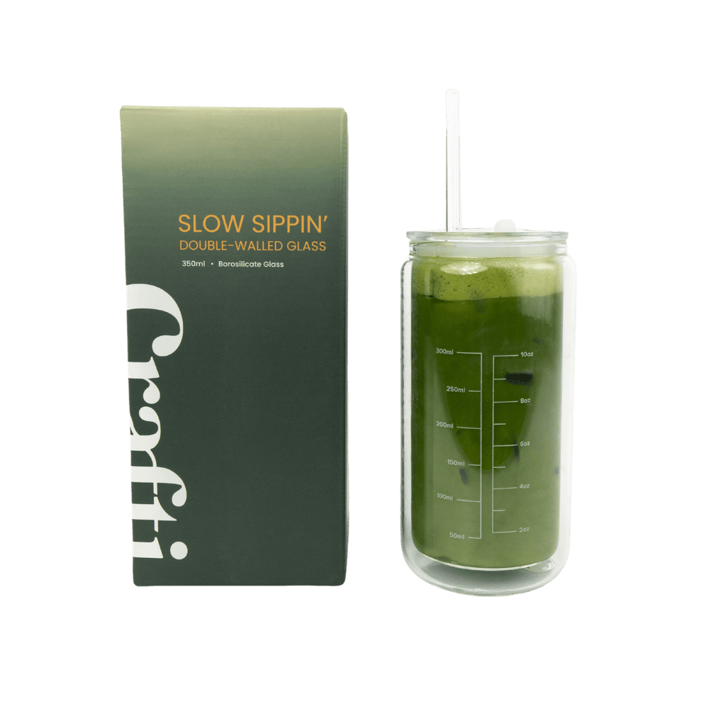 Crafti Slow Sippin' Double Walled Glass Tumbler